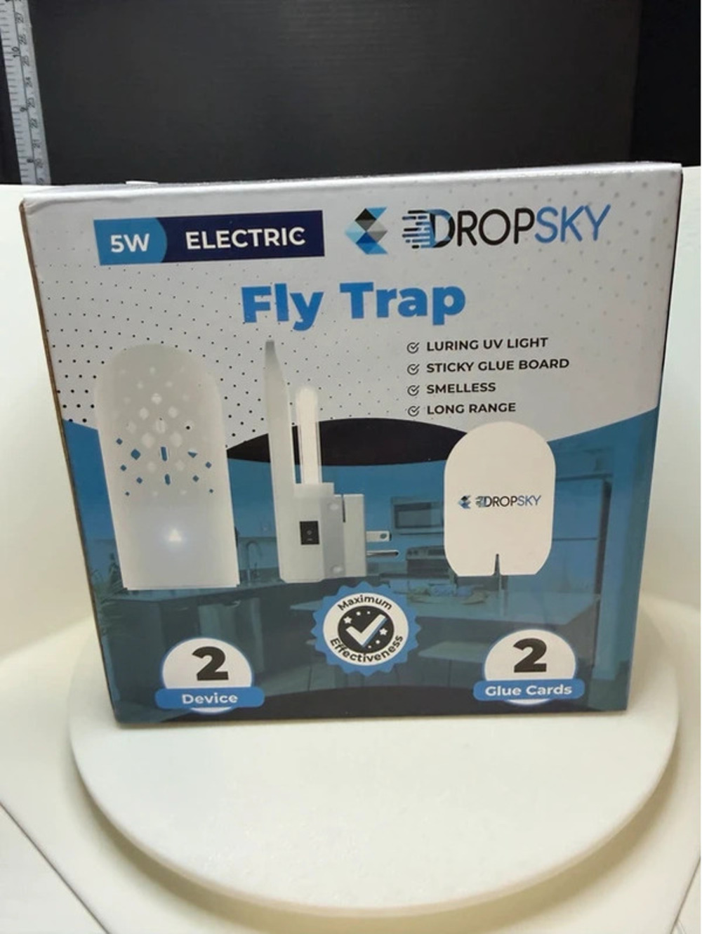 Dropsky 5W Electric Fly Trap 2 Pack UV Indoor Insect Traps + 2 Glue Cards – Nib